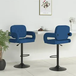 vidaXL Barhocker 2 Stk. Blau Stoff