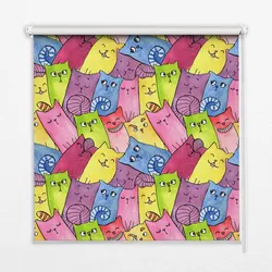 INNENROLLO - Fensterrollo - Rollo - 100x140 cm - Bunte Katzen