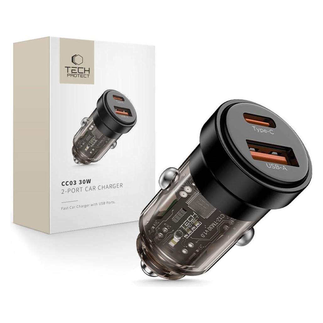 Tech-Protect CC03 2-PORT-AUTO-LADEGERÄT PD 30W / QC3.0 SCHWARZ (5906302361649)