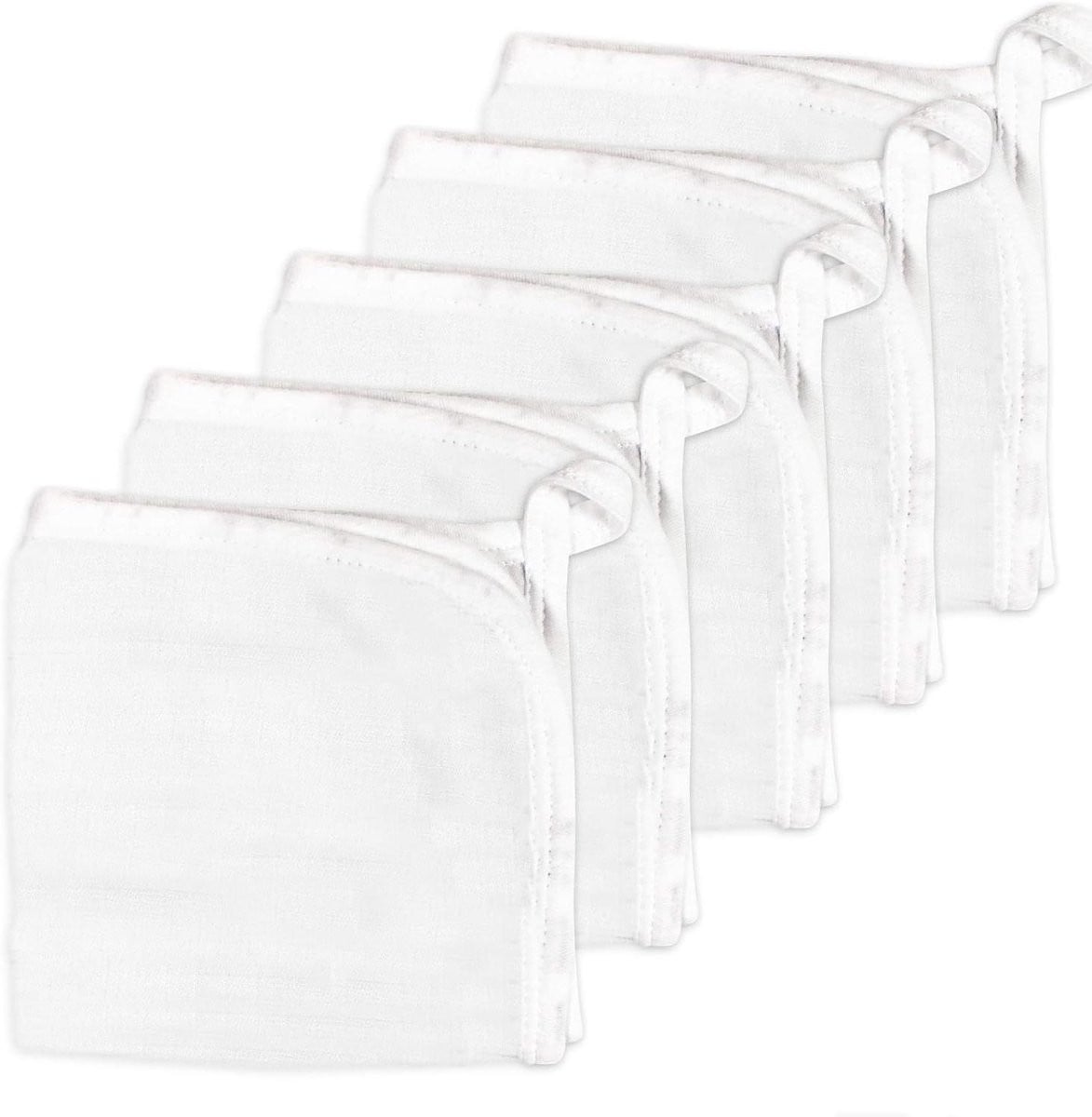 Set van 5 witte baby washandjes van 100% katoen