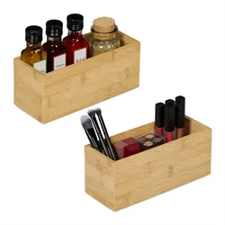 Relaxdays Bambus Aufbewahrungsbox im 2er Set Hellbraun