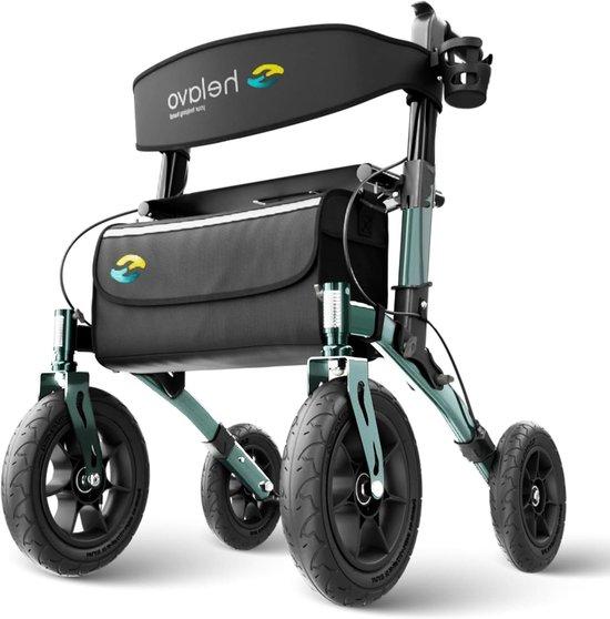 Leichter Rollator - Klappbarer Gehhilfsmittel - Für die Nutzung im Freien - Luftreifen für optimale Dämpfung - Höhenverstellbar, 81-94 cm - Grau