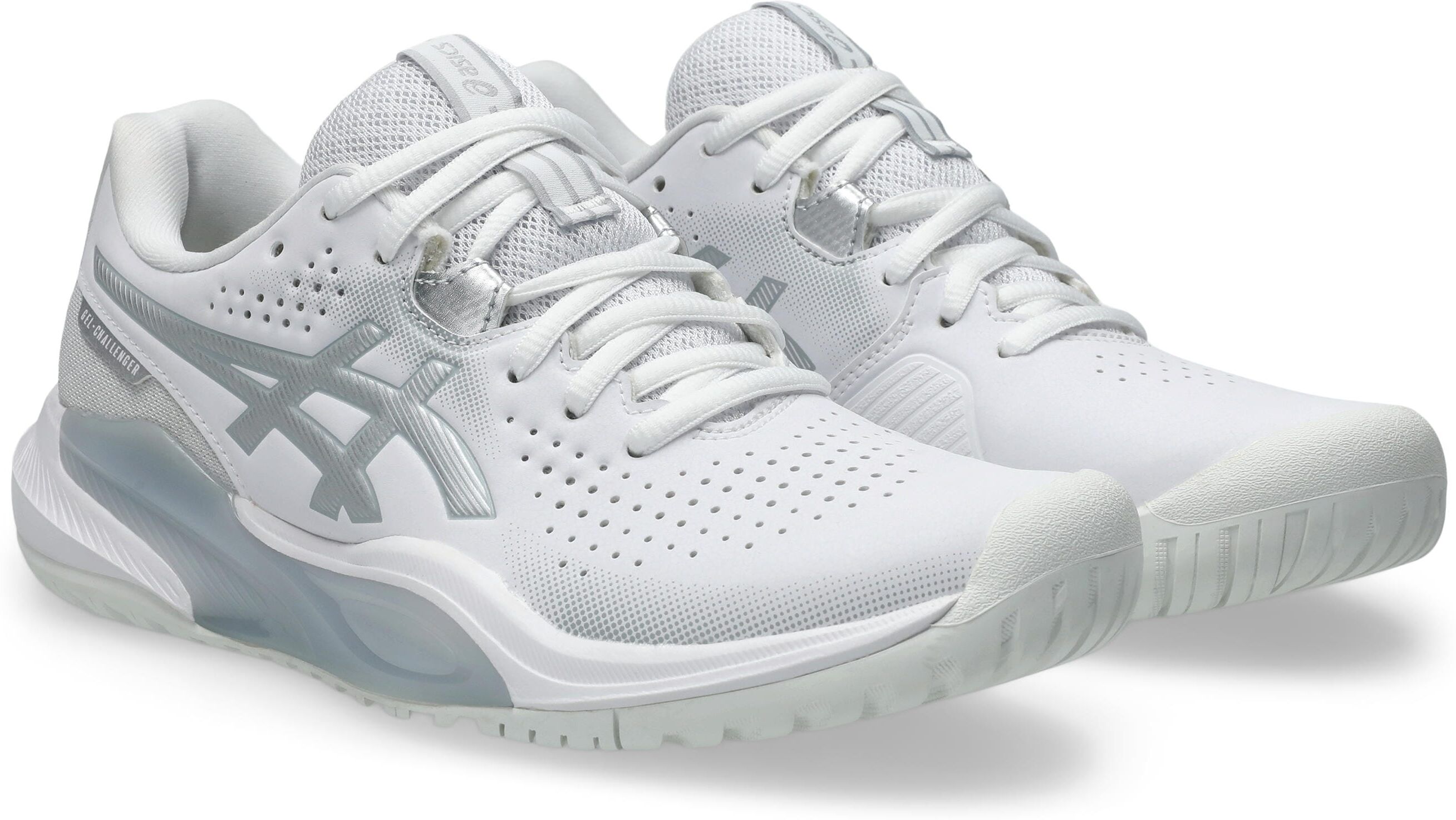 Tennisschuh ASICS "GEL-CHALLENGER 15", Damen, Gr. 38, weiß (weiß, pure silber), Synthetik, Schuhe Tennisschuh, Multicourt-Schuh, Allcourt-Schuh