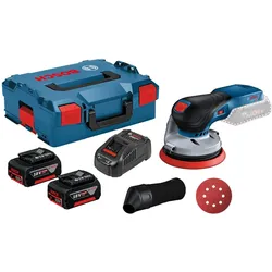 Bosch Professional, Schleifmaschine + Poliermaschine, Akku-Exzenterschleifer GEX 18V-125 / 2x 5,0 Ah Akku + Ladegerät in L (Exzenterschleifer)