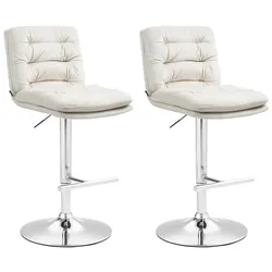 CLP 2er Set Barhocker Damar Samt chrom   Farbe: creme, Gestell Farbe: chrom