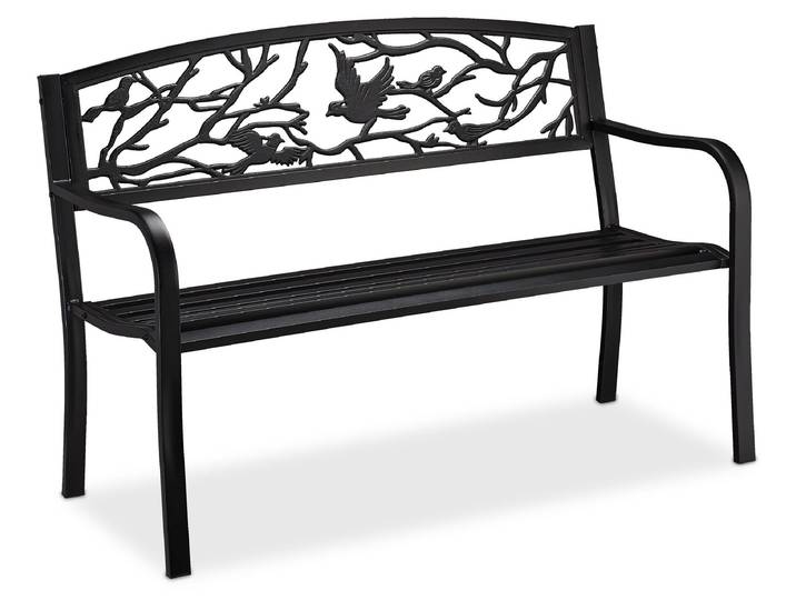 relaxdays Banc de jardin 10030989_46 noir métal 127\,0 cm
