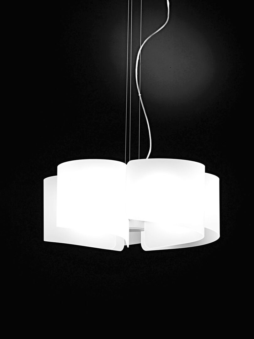 Selene Illuminazione 5 - Light Geometric Chandelier White 28cm H X 60cm W X 60cm D
