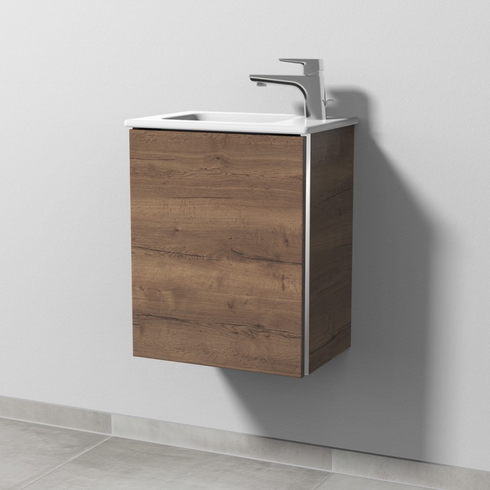 Sanipa 3way Waschtischunterbau zu Duravit ME by Starck Waschtisch mit 1 Tür, Eiche-Tabak BR72050