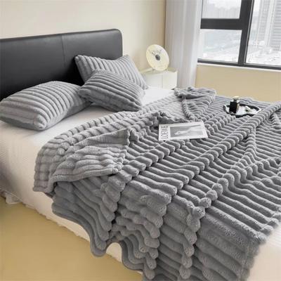 Inspired Finds Multifunctional Thick Striped Blanket For Bed Cover Nap And Pet Use gray 78.74x90.55in