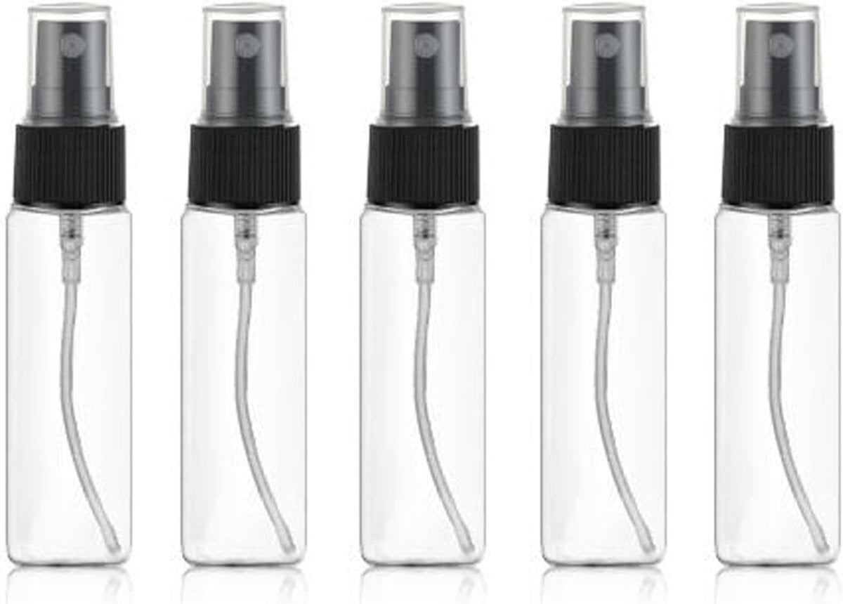 SnelShoppen 5x Lege Plastic Sprayflessen 30ml - Transparant - Refillable Atomizer Flessen