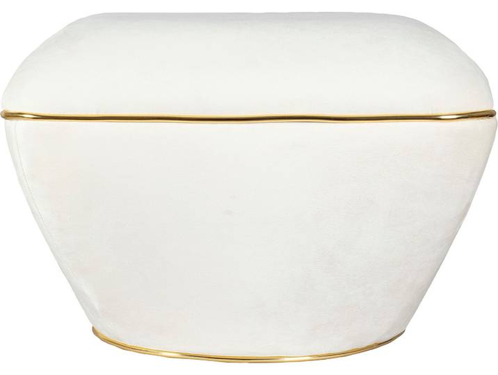 Sitzhocker KAYOOM Hocker Contessa 125, vielseitig einsetzbarer Allrounder, elegante Form , weiß (elfenbein, gold), B:60cm H:42,5cm T:60cm, Bezug: 50% Baumwolle 50% Acryl / Korpus: Pappelholz, Hocker, Sitzhocker, komfortabel, hochqualitativ, pflegeleicht, elegante Form