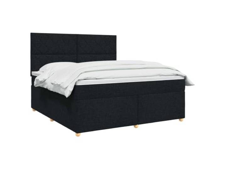 vidaXL Boxspringbett mit Matratze Schwarz 140 x 190 cm Stoff Bietet perfekt ausgewogene Unterstützung, Anpassbar an deine Wunschhöhe, Praktische und energiesparende USB-Beleuchtung