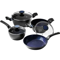 Bratmaxx 14506 Kochtopf-Set 7teilig, Pfannenset + Topfset, Schwarz