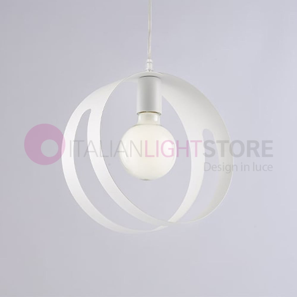 Rodi Sospensione Moderna Con Anello Metallo Bianco D.20