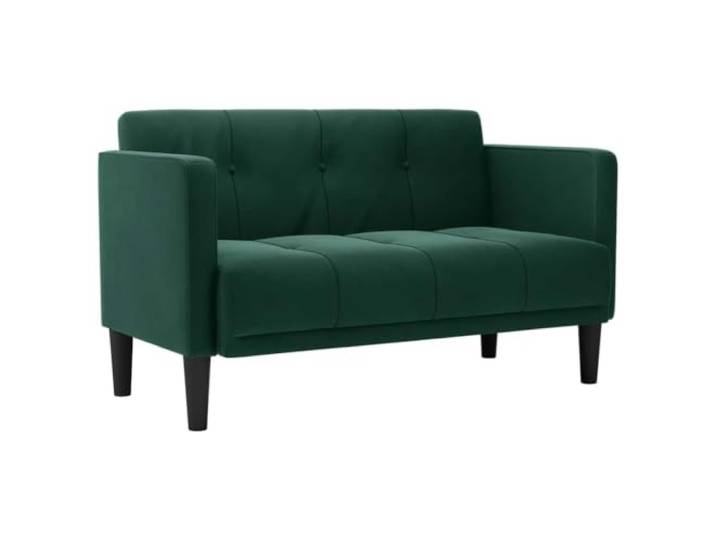 IBUQDDV Zweisitzer-Sofa Dunkelgrün 111 cm Samt Samtstoff,Sperrholzrahmen,stützende Beine,Schaumstoff und Feder,modernes Design