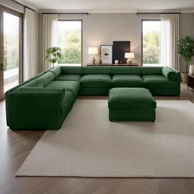 Chenille Modular Sectional Sofa with Cylindrical Backrest