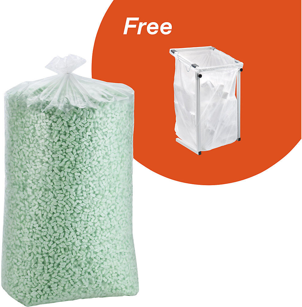 kaiserkraft Deal: 200 Abfallsäcke mit Gratis-Abfallsackhalter, 200 x 1000-l-Müllsäcke, transparent, mit stabilem Sackhalter