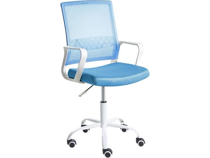 BELIANI Bürostuhl Blau Netzstoff Atmungsaktiv Drehbar Höhenverstellbar mit Armlehnen Modernes Design Computer Drehstuhl für Homeoffice Büro