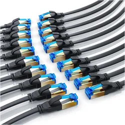 Primewire 20x CAT 8.1 Netzwerkkabel Flach, LAN Patchkabel Datenkabel, Flachbandkabel Verlegekabel, Cat 6 Cat 7 (CAT8.1, 1 m), Netzwerkkabel