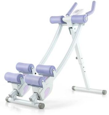 Costway Ab Machine with LCD Monitor and 4 Adjustable Heights-Purple