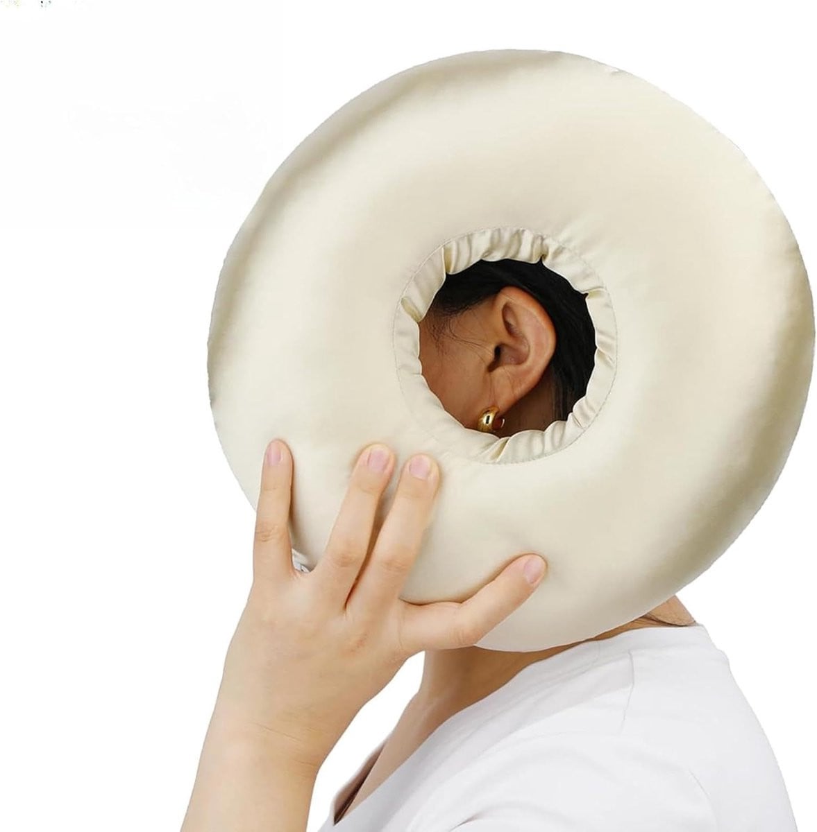 Merkloos Comfortabel Hol Kussen voor Oorbellen - Donutvormig Ontwerp voor Zijslapers