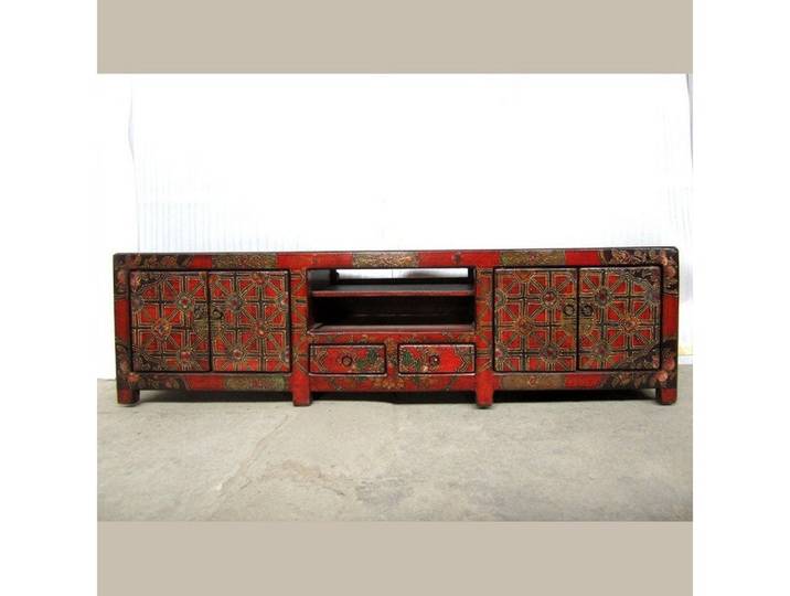 Luxury-Park-Direct Kommode Tibet Lowboard bunte Motifbemalung Unikat.Luxury Park
