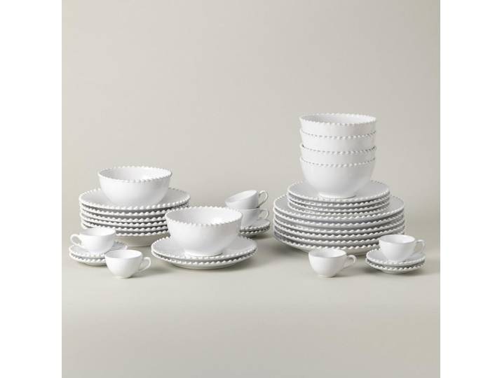 Costa Nova Kombiservice Pearl, Weiß Hochglanz, Keramik, 30-teilig, 90 ml,800 ml, Handmade in Europe, Essen & Trinken, Geschirr, Geschirr-Sets, Kombiservice