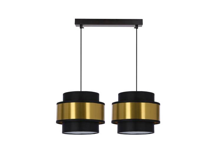 Pendelleuchte Prestige, Schwarz, Goldfarben, Metall, Kunststoff, zylindrisch, 20x100x55 cm, RoHS, Europäischer Sicherheitsstandard, einfach zu transportieren, Lampen & Leuchten, Innenbeleuchtung, Hängeleuchten, Pendelleuchten