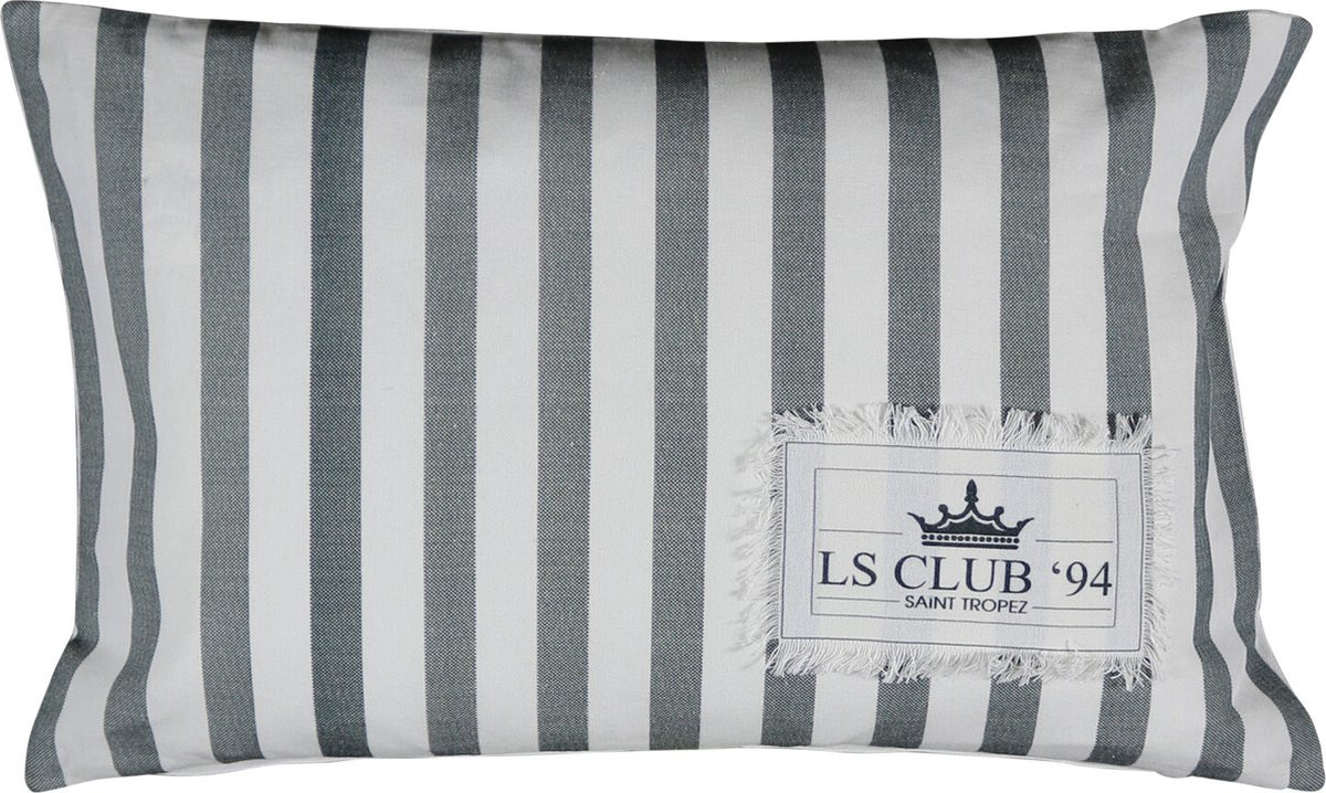 Mars & More Sierkussen Organic St. Tropez - Wit en Grijs - 45 x 35 cm