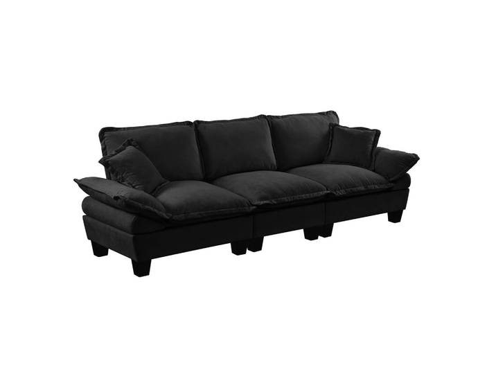 ComfortXL 3-Sitzer-Sofa De-34662 Segelboot-Design Schwarz, 82x90x263 cm, Wohnzimmer, Sofas & Couches, Sofas, 3-Sitzer Sofas