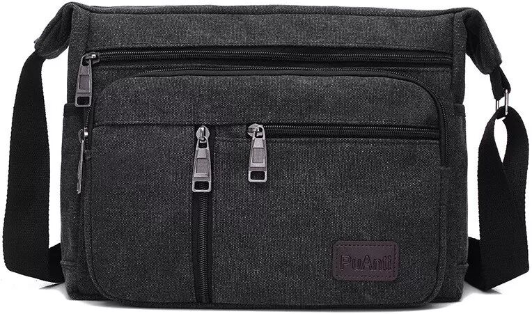 INF Herren Canvas Umhängetasche - Stilvolle und praktische Schultertasche Schwarz