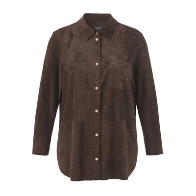 Hemdbluse VIA APPIA DUE "VIA APPIA DUE Bluse", Damen, Gr. 54, braun (kaffee), Casual, regular fit, Blusen Hemdbluse, Große Größen