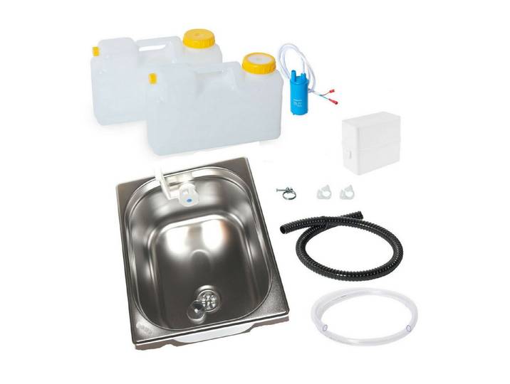 ad-ideen Waschbecken Miniküche Autark Campingküche Bausatz Batterie 325x265x150