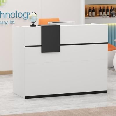 Timechee "Timehchee 55.1""W 43.3""H Rectangular Wood Reception Desk White"