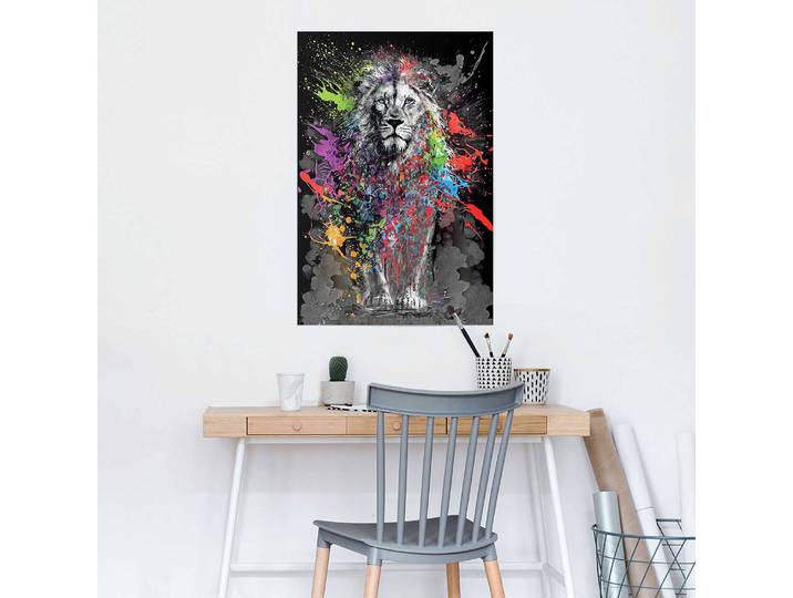 Poster Lion coloré Papier Multicolore 61 x 92 x 0cm