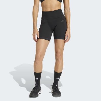 Shorts ADIDAS PERFORMANCE "WORKOUT ESSENTIALS KNIT SCRUNCH 5 INCH LEGGINGS", Damen, Gr. XS, N-Gr, schwarz, normal, gr., Obermaterial: 70% Polyester, 21% Polyamid, 9% Elasthan, Hosen Shorts, eng anliegende Passform, für Fitness und Sportmode,...