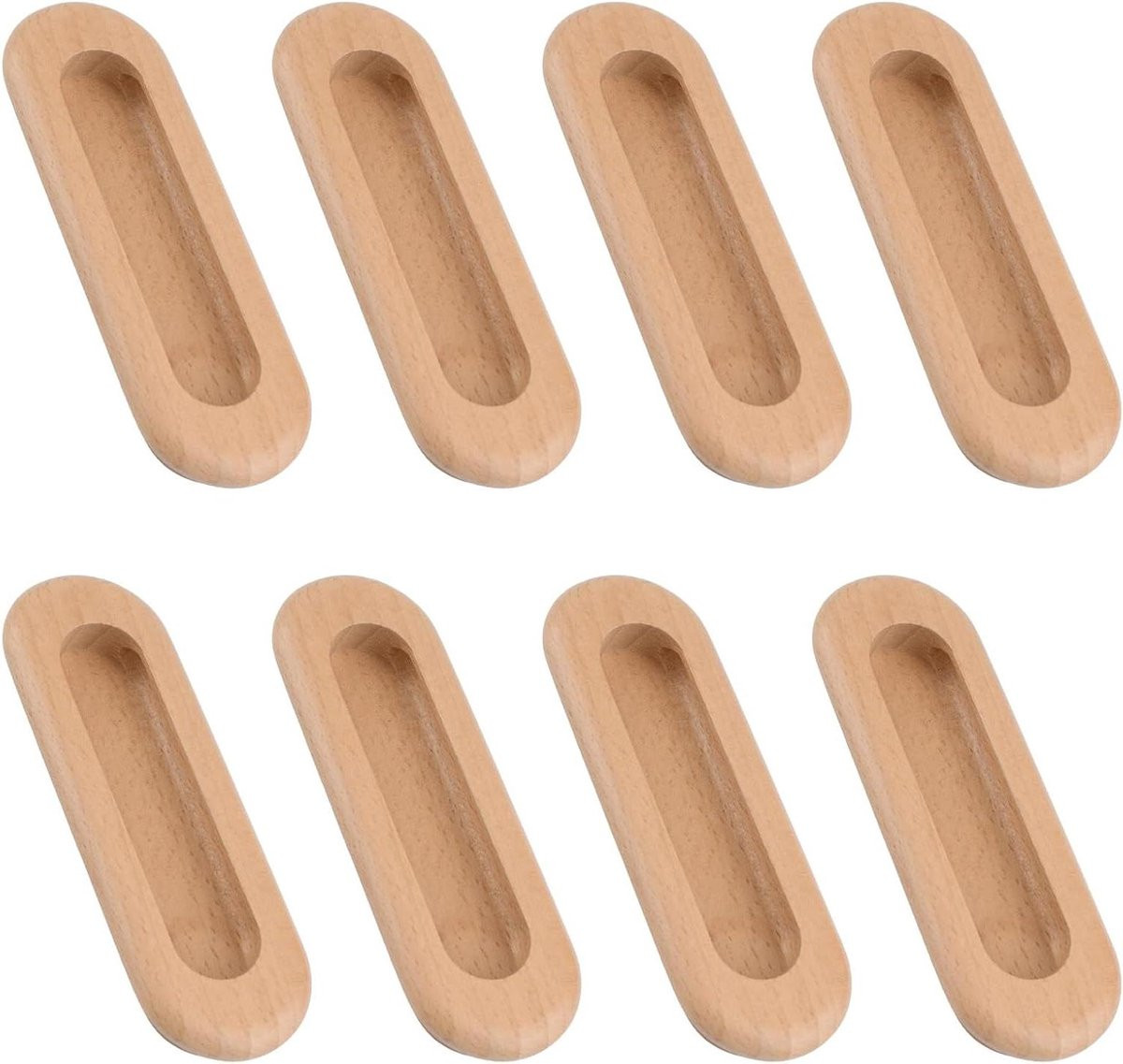 Set van 8 bruine houten verzonken handgrepen voor het vernieuwen van meubels, 122 mm