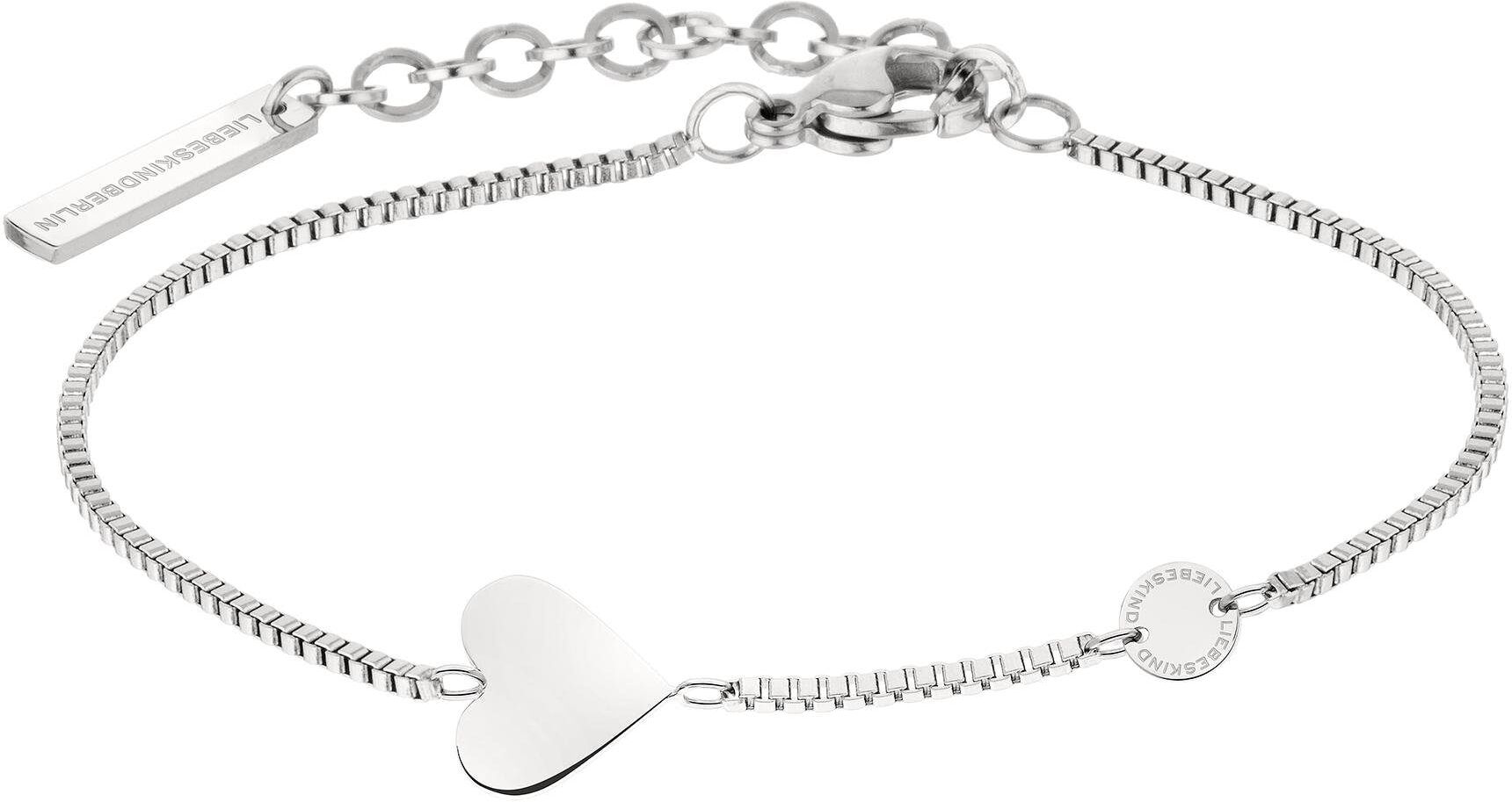 Armband LIEBESKIND BERLIN "Schmuck Geschenk Edelstahl Armkette Herz", silber (edelstahlfarben), Armbänder, Mädchen, 20cm, Edelstahl, Armband edelstahlfarben 20cm, Edelstahl