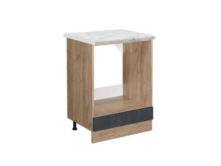 Meuble pour four R-Line 60cm PT Marbre Béton noir/Chêne de force doré Vicco 47534