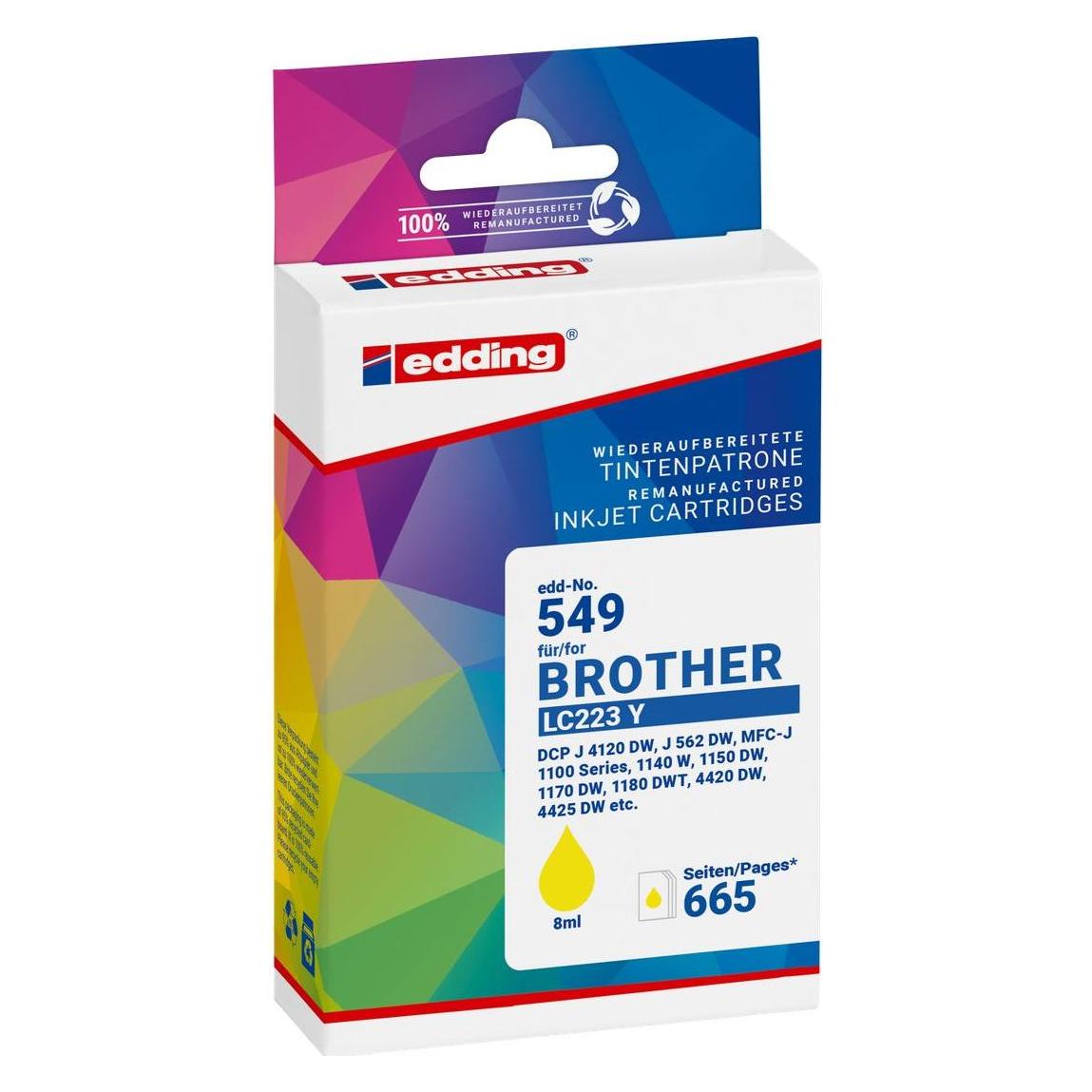 Edding Druckerpatrone ersetzt Brother LC223Y Kompatibel Gelb EDD-549 18-549-01 (Y) (18-549-01)