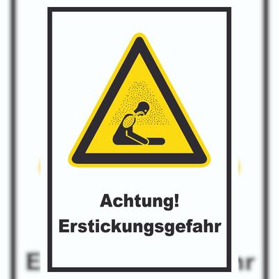 HB-Druck Achtung Erstickungsgefahr A2 Rückseite selbstklebend Schild