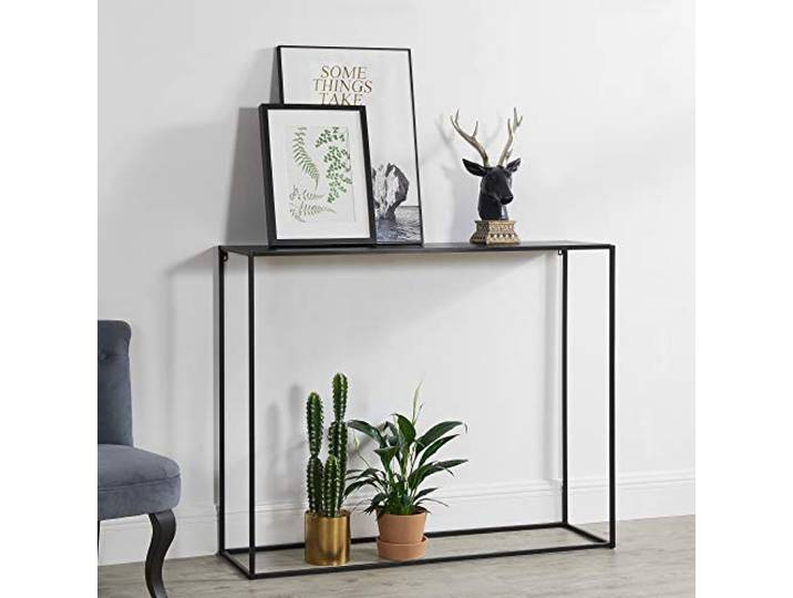 [en.casa] Konsolentisch Malvarrosa Beistelltisch 92x115x32 cm Wohnzimmertisch Industrie-Design Metall Schwarz