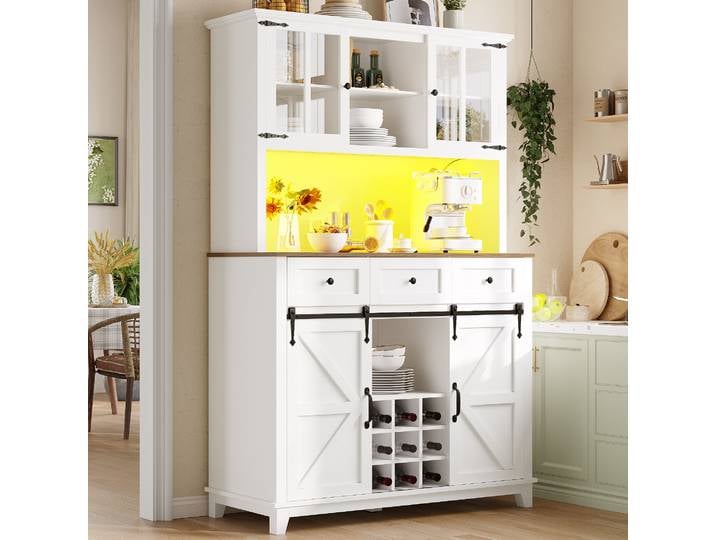 Armoire de cuisine (105×38.4×180cm), armoire haute de cuisine, buffet, vitrine, buffet avec étagères réglables