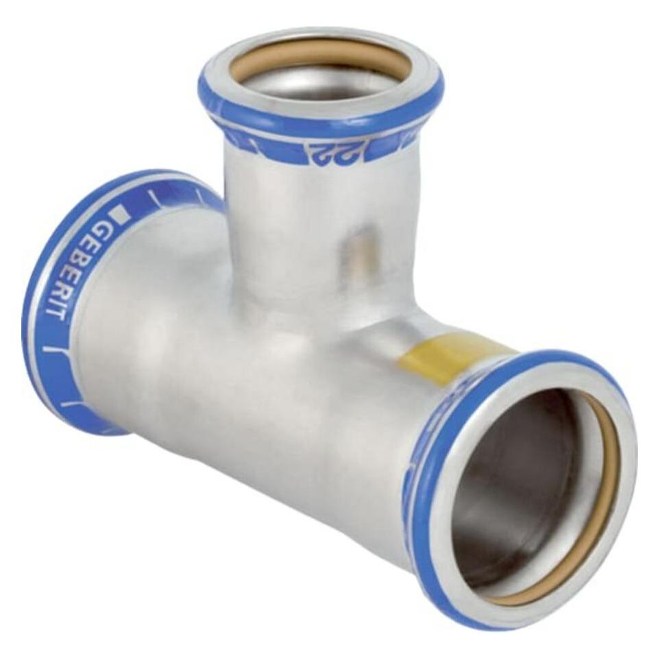 Geberit Gas-T-Stück Mapress d= 35x28x35mm, reduziert, Edelstahl (T-Verbindung) (65155207)