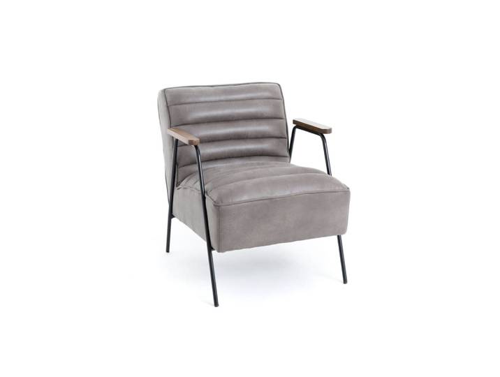 Fauteuil relax en simili et pieds métal gris