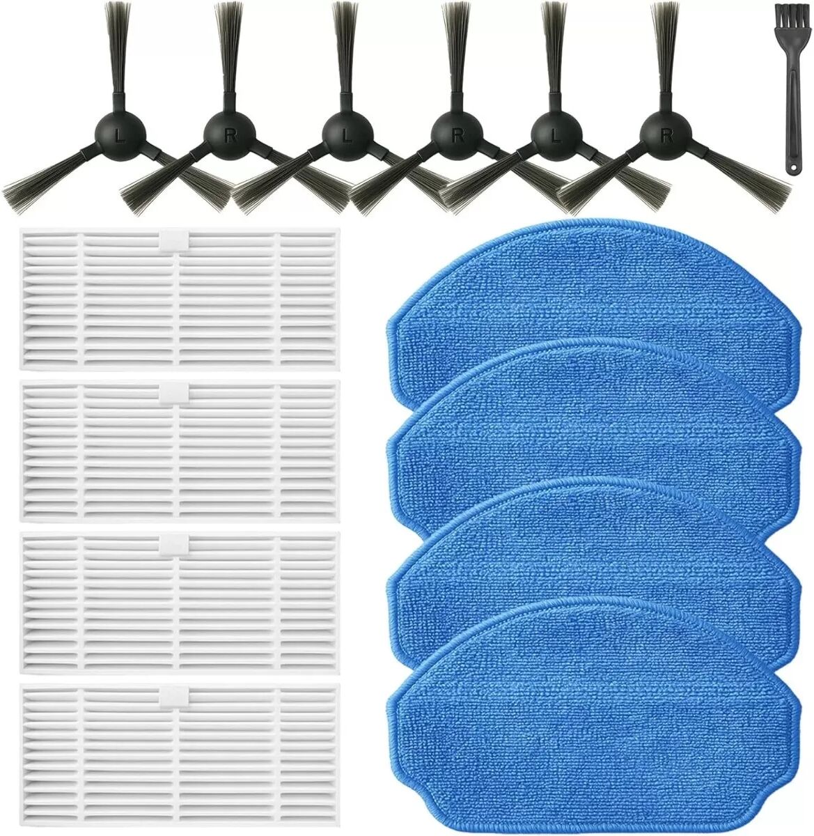 INF Kit d'accessoires pour aspirateur robot - 6 brosses latérales, 4 lingettes, 4 filtres pour BR151/G20 (compatible avec MAMNV