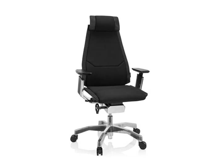 hjh OFFICE 652848 Profi Bürostuhl GENIDIA PRO Stoff/Velour Schwarz Hochwertiger Bürosessel, individuell einstellbar, ergonomisch