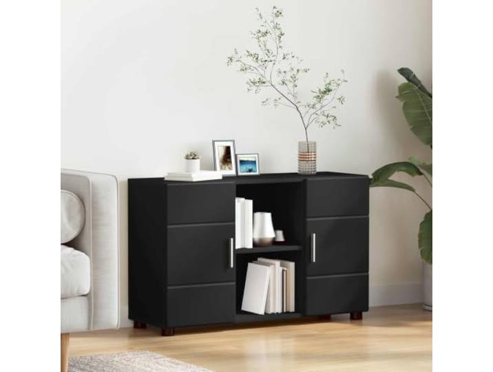 HKQWPBF Sideboard Florin aus Holzwerkstoff, Schwarz, 88,5 x 30,5 x 55,5 cm Stauraum, Wohnzimmer, Homeoffice, Schlafzimmer, pflegeleicht, matte Oberfläche, Innenbereich