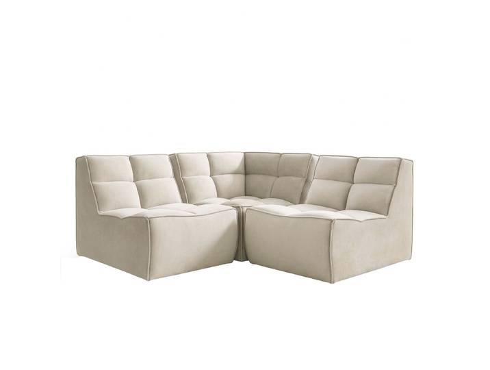 Modulares Ecksofa 3-teilig Beige Samt Blonda Glamour