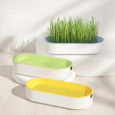 Uplift Treasures Hydroponic Cat Grass Planter Box green